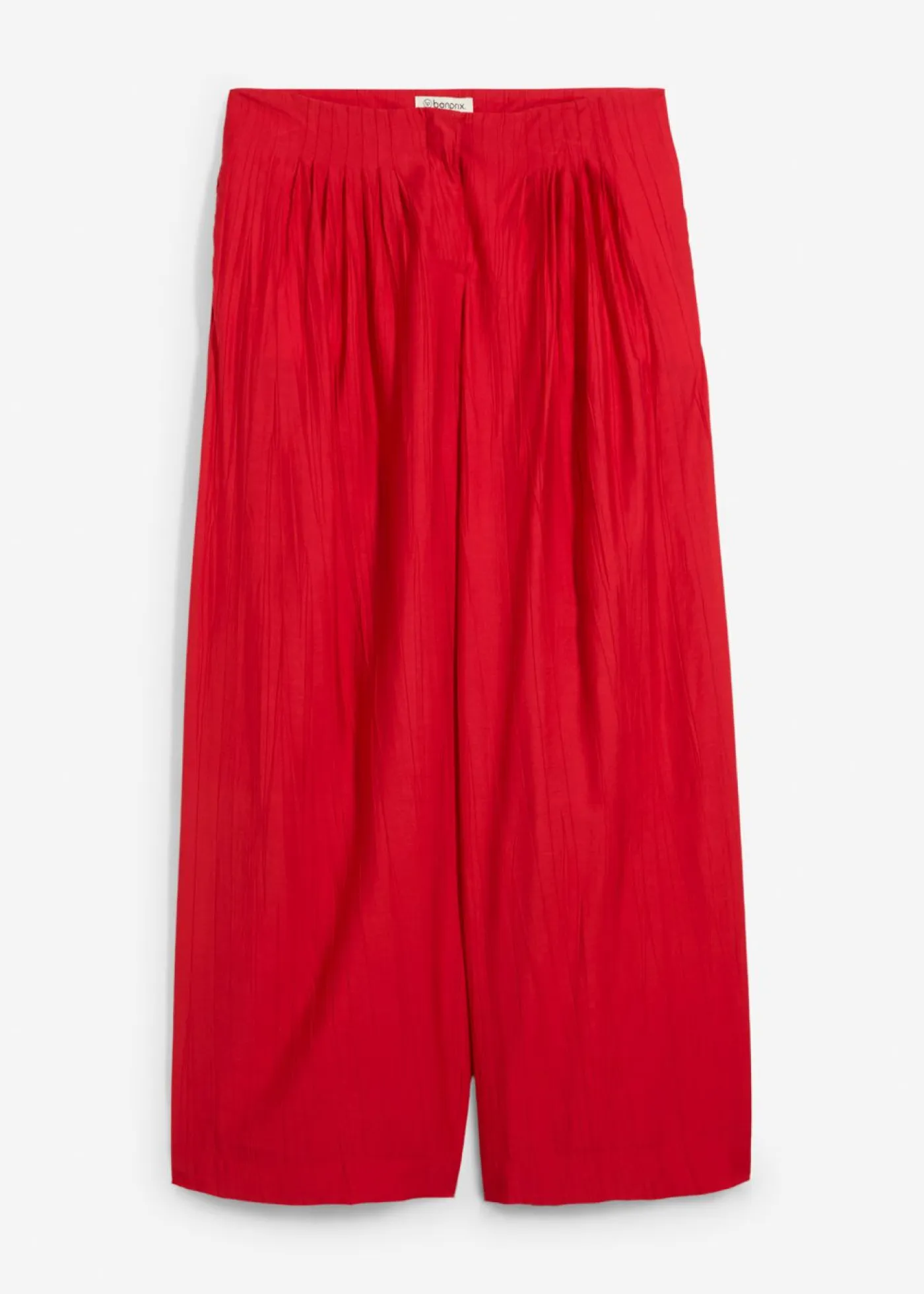 bonprix bonprix Conjuntos De Ropa|Esenciales>Pantalón palazzo de mezcla de viscosa arrugada con estructura Rojo salsa