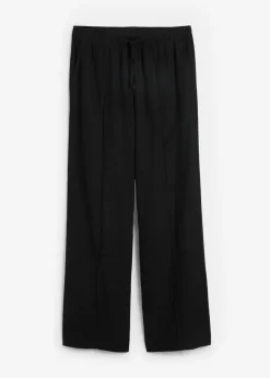 bonprix bonprix Esenciales|Pantalones>Pantalón palazzo de mezcla ligera de viscosa y lino Negro