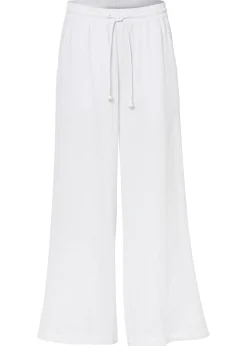 bonprix bonprix Pantalones|Tallas Pequeñas>Pantalón palazzo de muselina Blanco