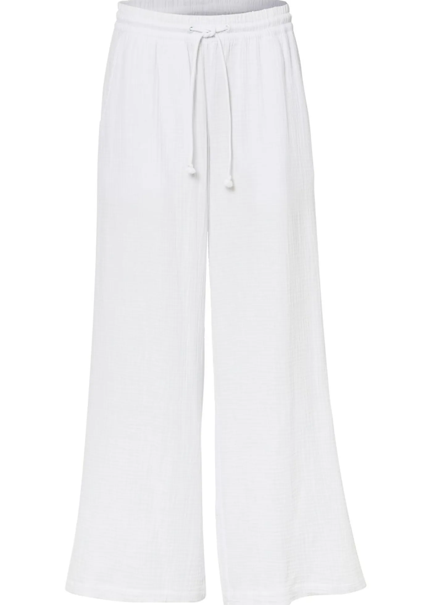 bonprix bonprix Pantalones|Tallas Pequeñas>Pantalón palazzo de muselina Blanco