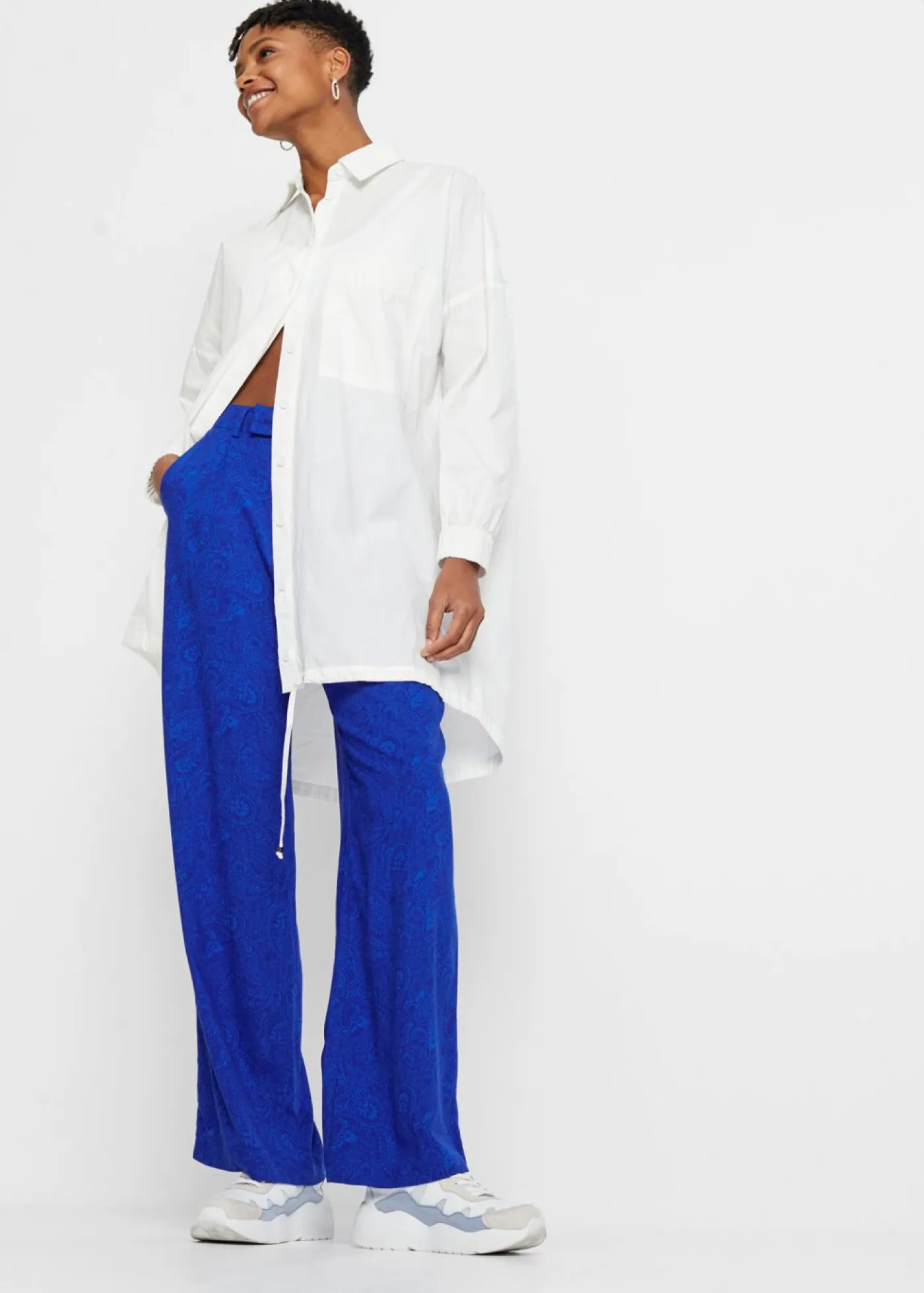 bonprix bonprix Pantalones>Pantalón Palazzo de viscosa fluida Azul