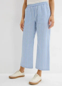 Mujer bonprix bonprix Pantalón palazzo estilo milrayas, largo 7/8