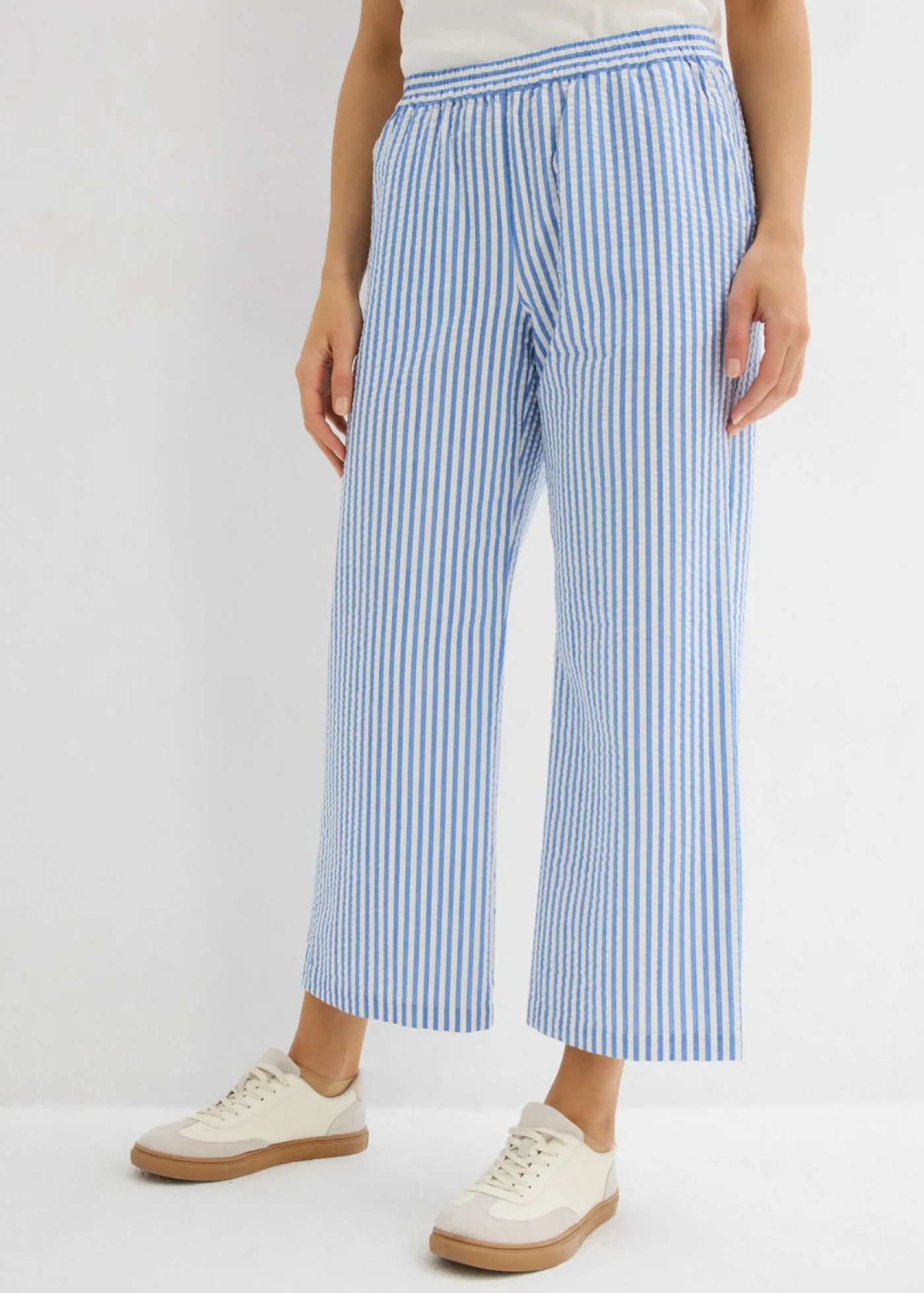 Mujer bonprix bonprix Pantalón palazzo estilo milrayas, largo 7/8