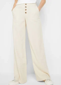 Mujer bonprix bonprix Pantalón palazzo largo con lino