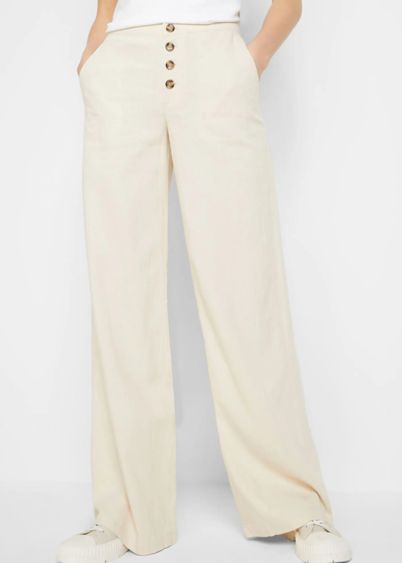 Mujer bonprix bonprix Pantalón palazzo largo con lino