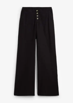Mujer bonprix bonprix Pantalón palazzo largo con lino