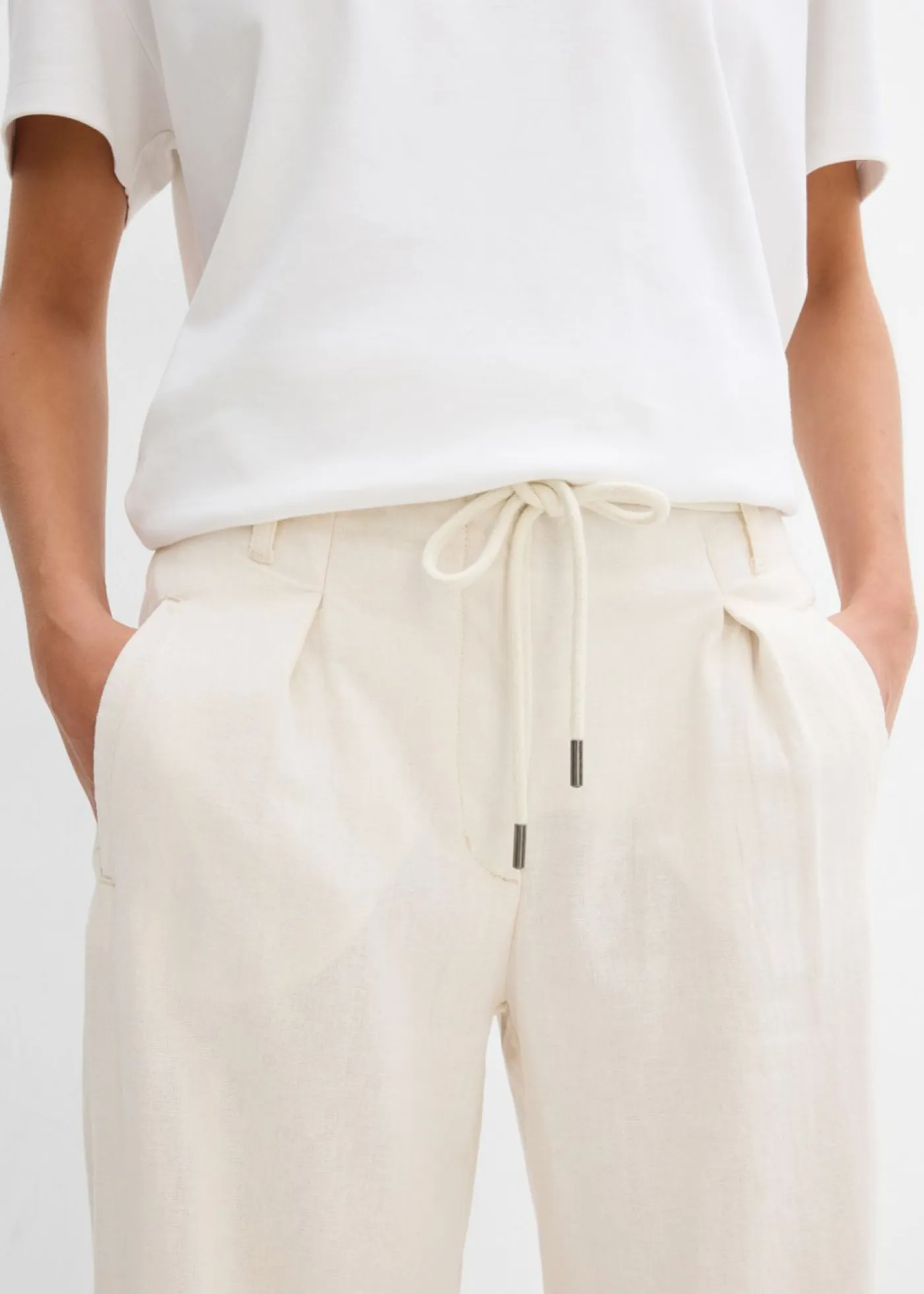 Mujer bonprix bonprix Pantalón paperbag de ligera mezcla de lino