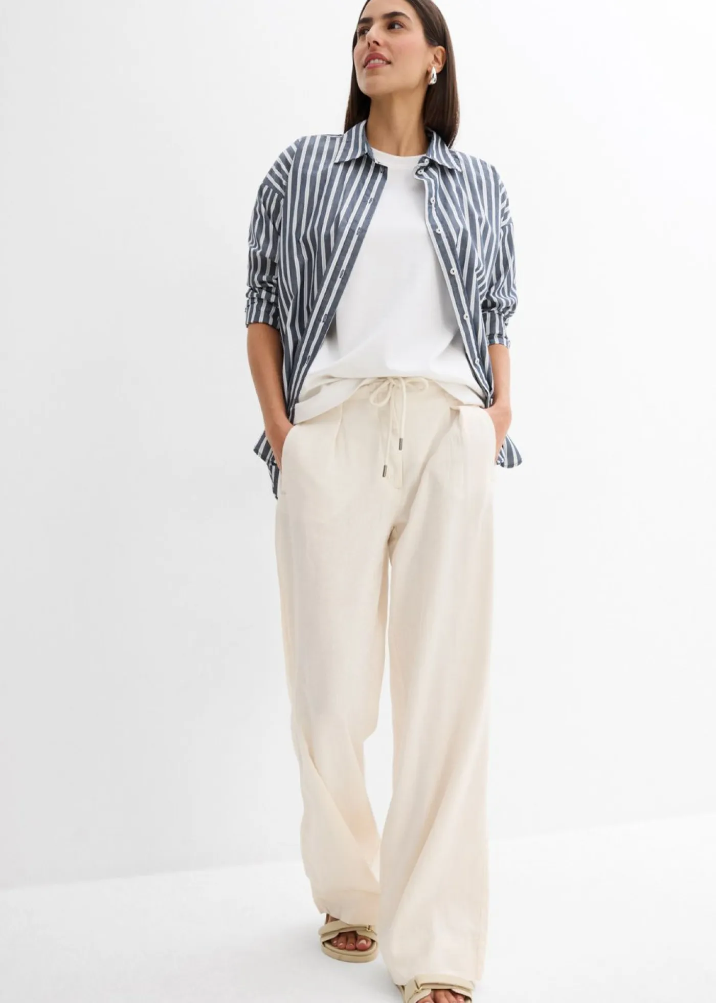 Mujer bonprix bonprix Pantalón paperbag de ligera mezcla de lino