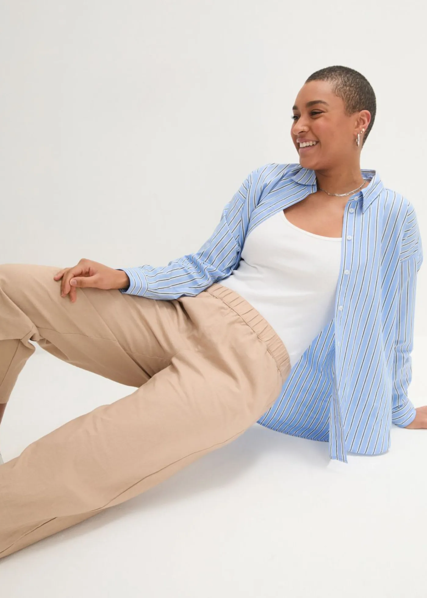 Mujer bonprix bonprix Pantalón pirata de mezcla de lino ligero