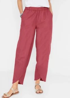 bonprix bonprix Esenciales|Pantalones>Pantalón pirata de mezcla de lino ligero marrón marsala