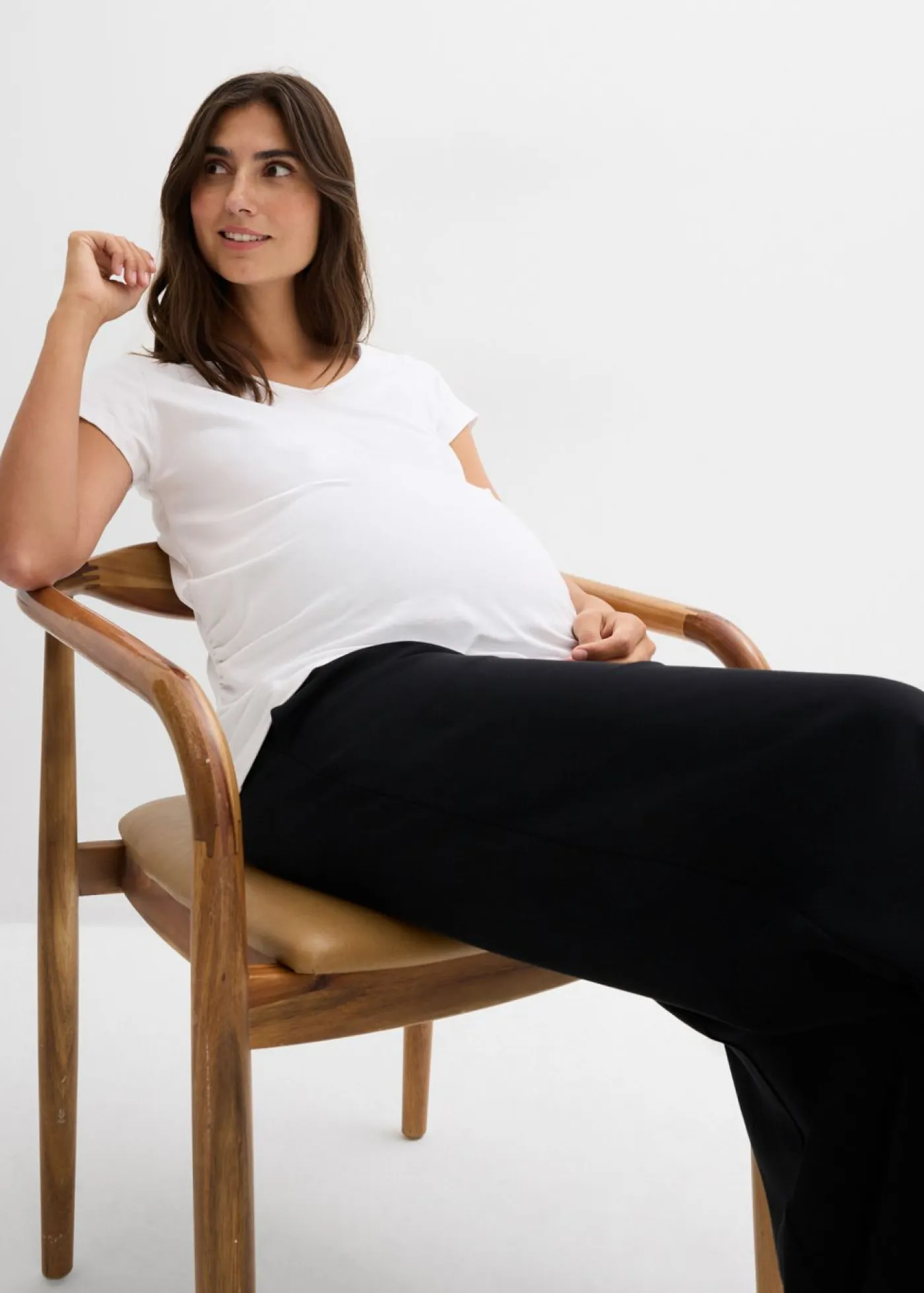 Mujer bonprix bonprix Pantalón premamá de cómodo Punto di Roma con perneras anchas