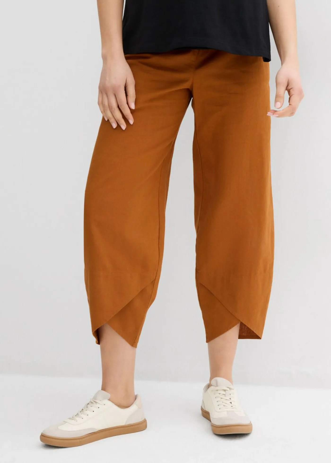 bonprix bonprix Premamá>Pantalón premamá de lino y algodón con banda abdominal Bronce