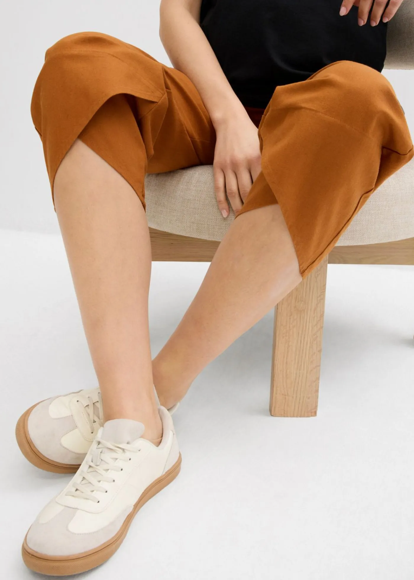 bonprix bonprix Premamá>Pantalón premamá de lino y algodón con banda abdominal Bronce