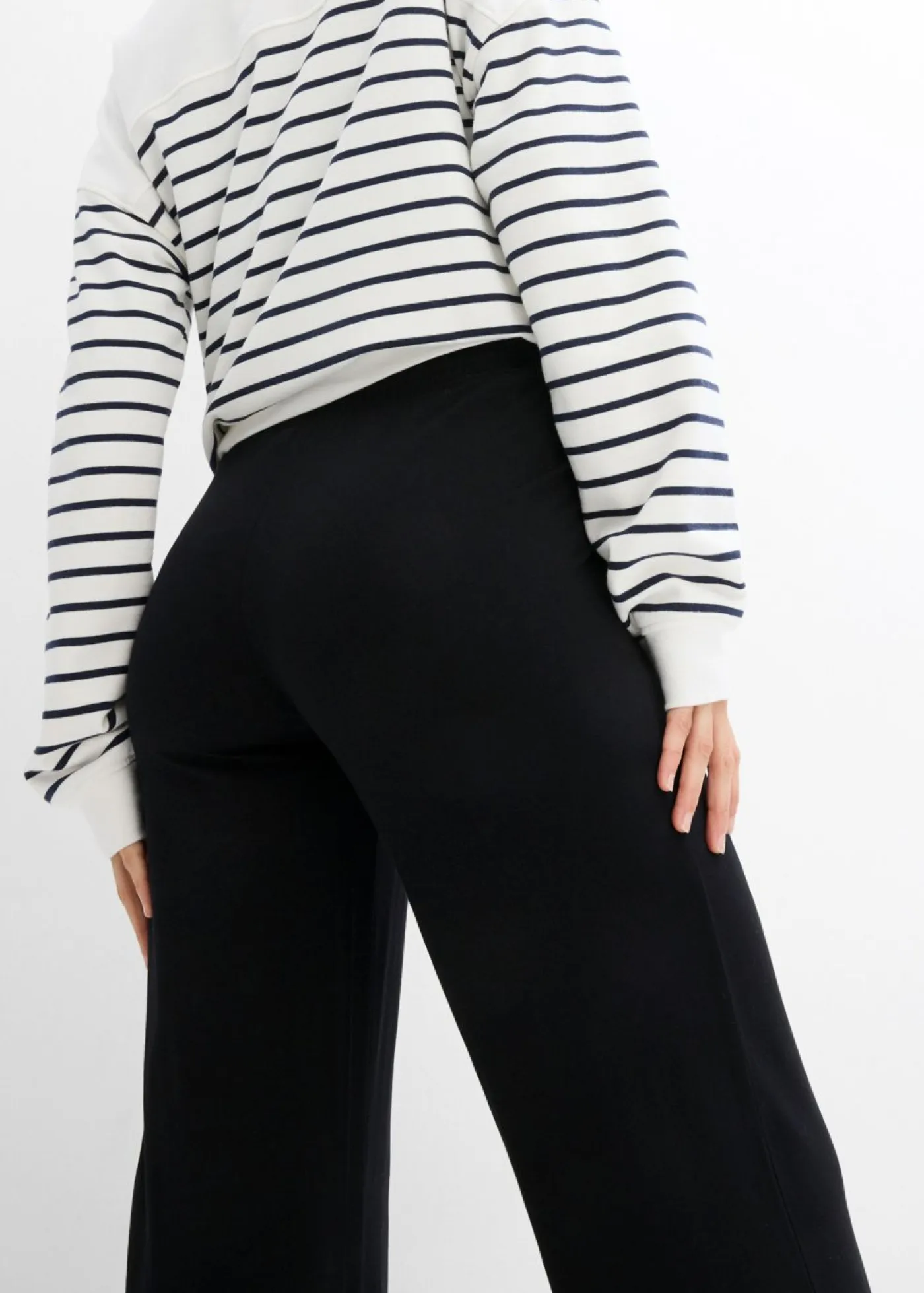 bonprix bonprix Premamá>Pantalón premamá de punto con cintura de nido de abeja y perneras rectas Negro