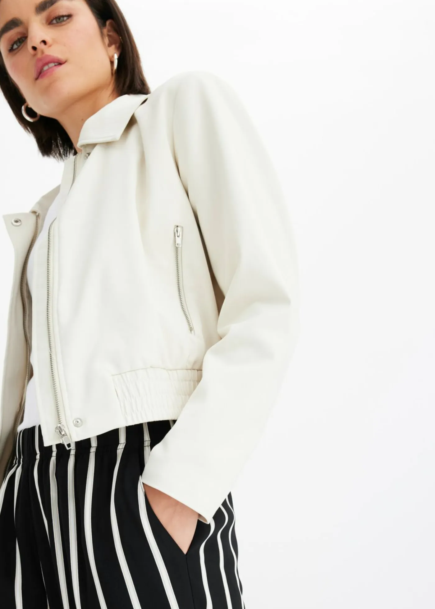 bonprix bonprix Pantalones>Pantalón sin cierre Negro-blanco con rayas