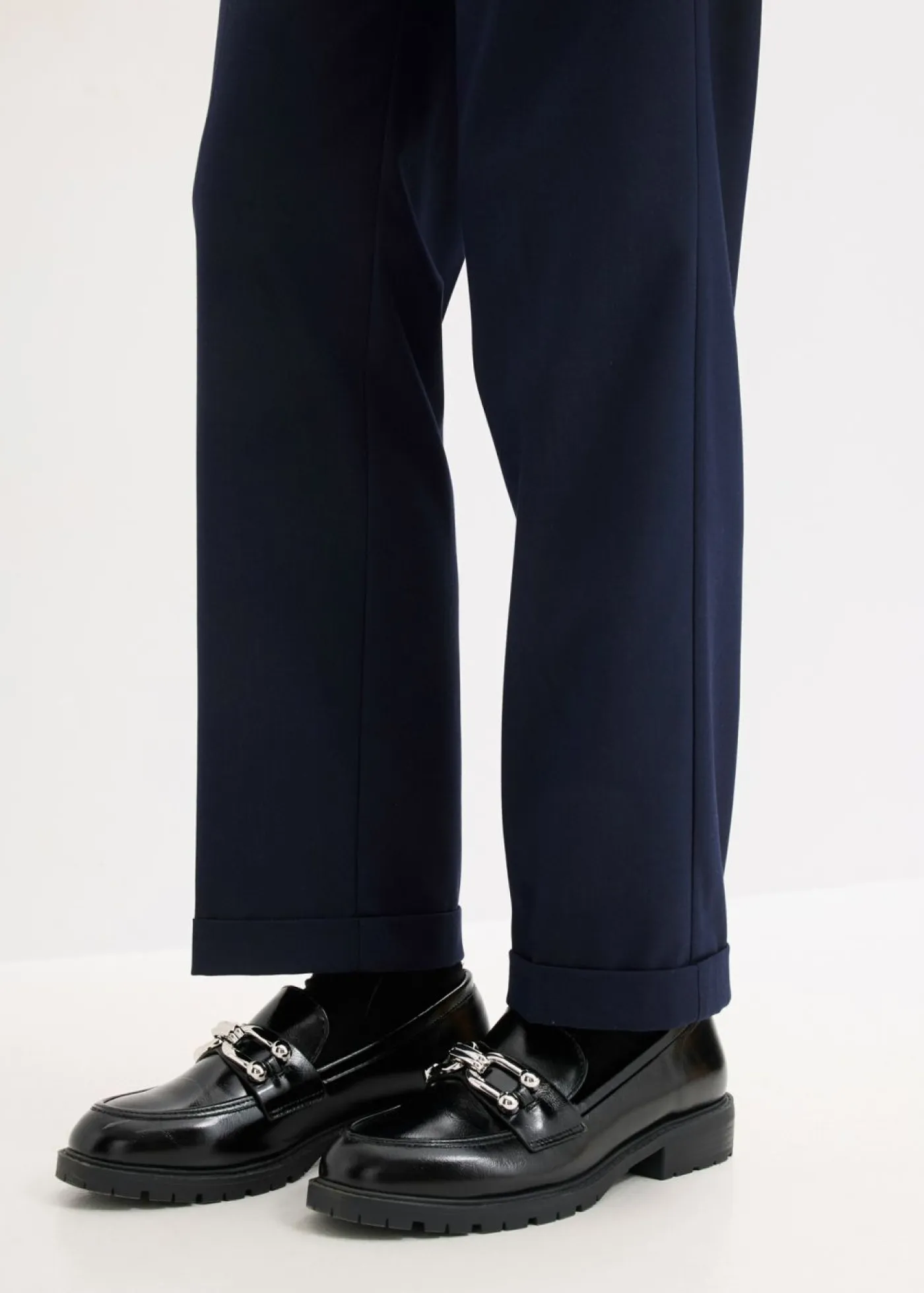 bonprix bonprix Pantalones>Pantalón sin cierre con dobladillo Azul marino