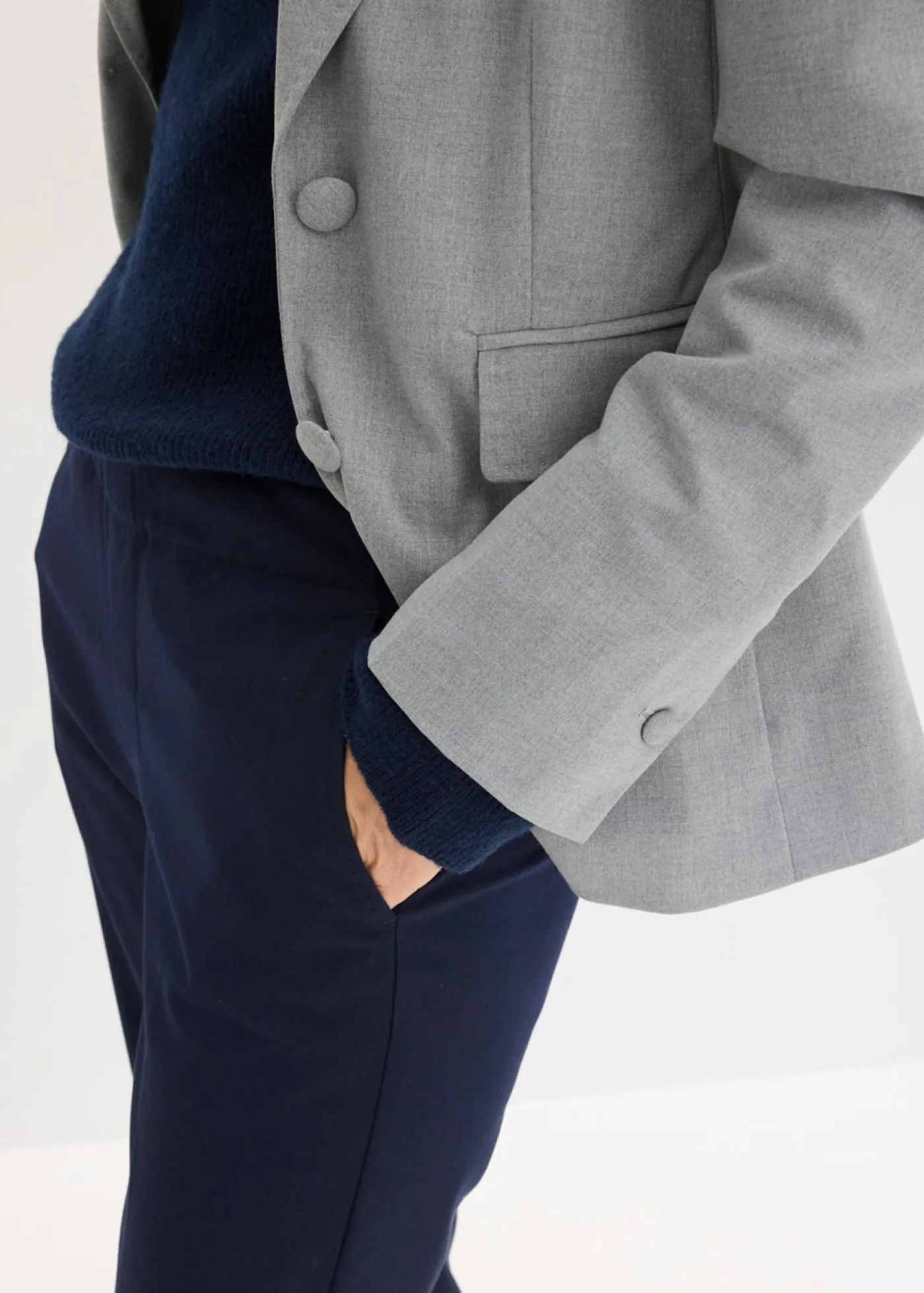 bonprix bonprix Pantalones>Pantalón sin cierre con dobladillo Azul marino