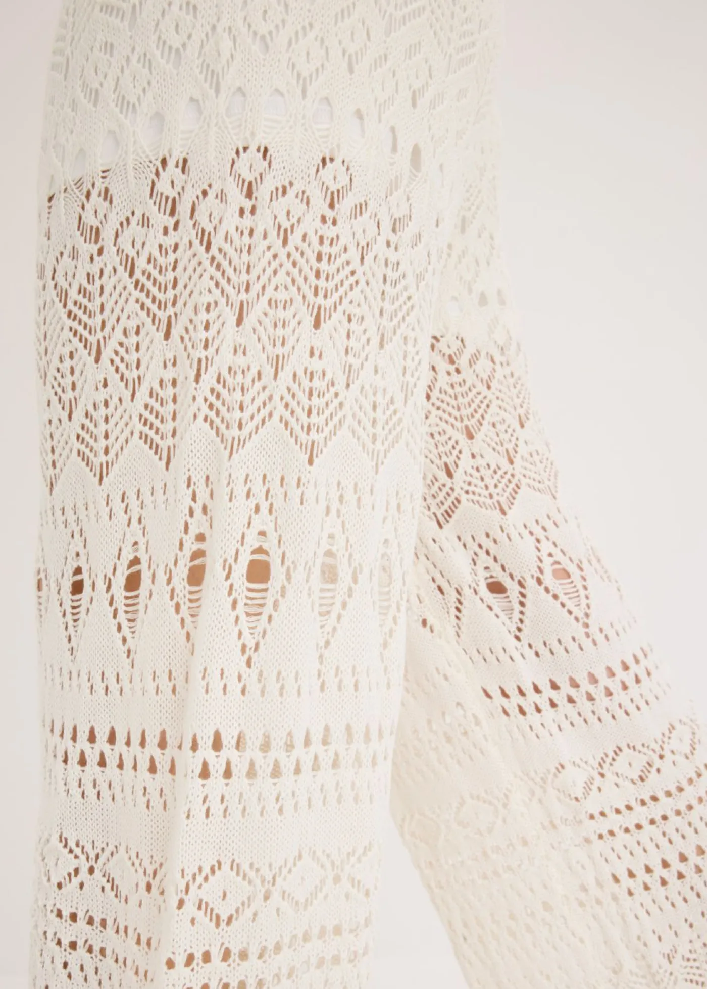 bonprix bonprix Pantalones>Pantalón sin cierre con patrón de punto calado Blanco lana