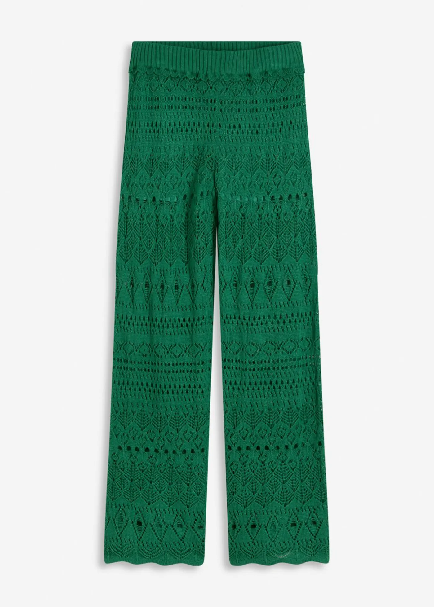bonprix bonprix Pantalones>Pantalón sin cierre con patrón de punto calado verde gema
