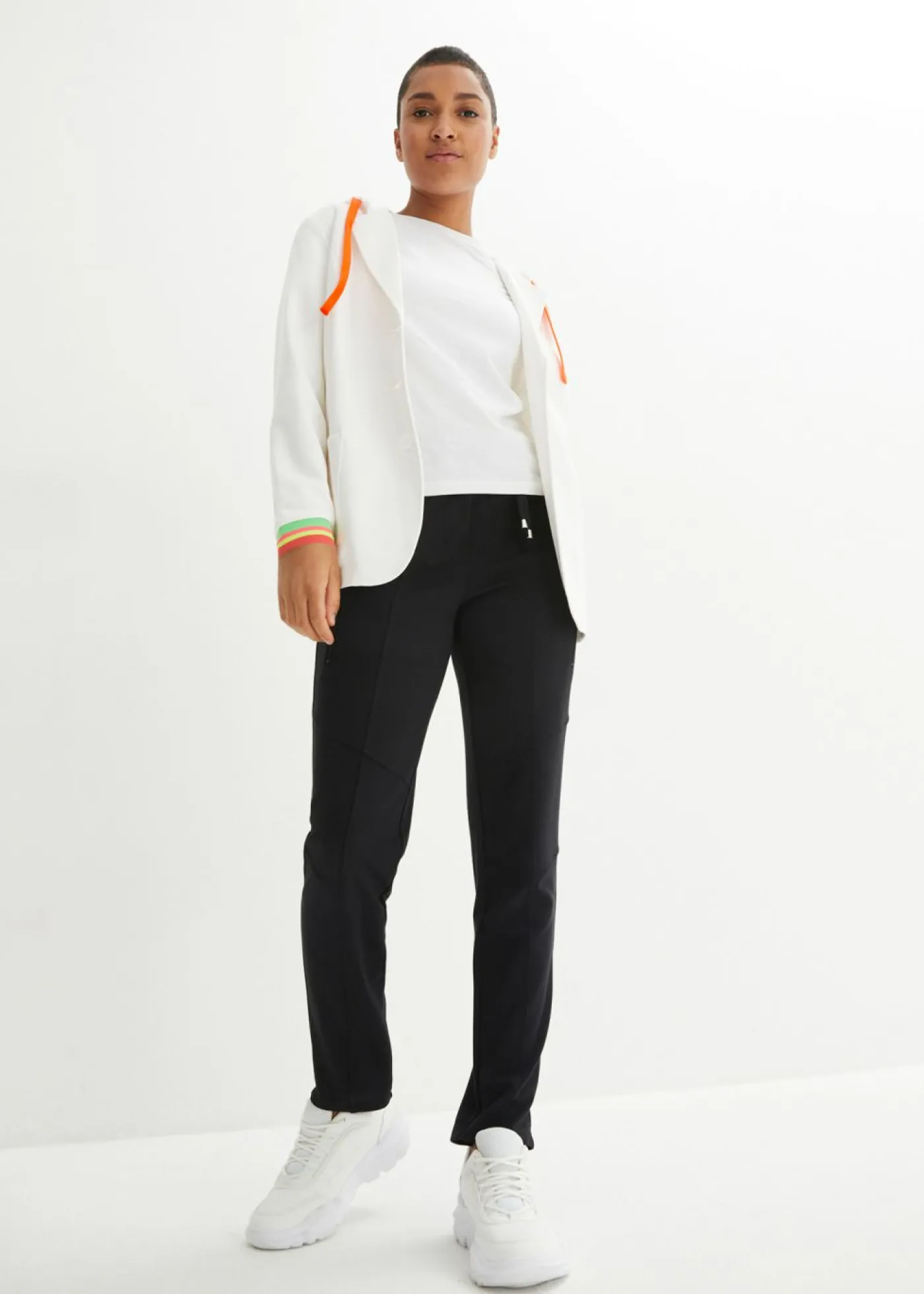 bonprix bonprix Pantalones|Novedades>Pantalón sin cierre de cómodo tejido Punto di Roma Negro