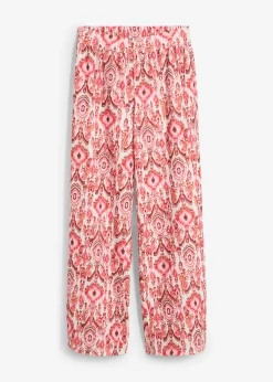 bonprix bonprix Pantalones>Pantalón sin cierre de crepé estructurado Blanco-rojo