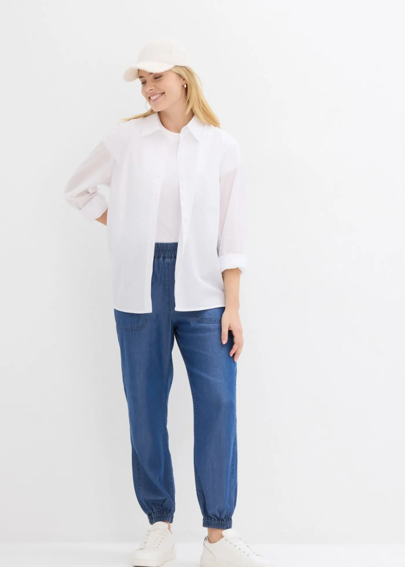 bonprix bonprix Pantalones>Pantalón sin cierre de lyocell fluido Denim