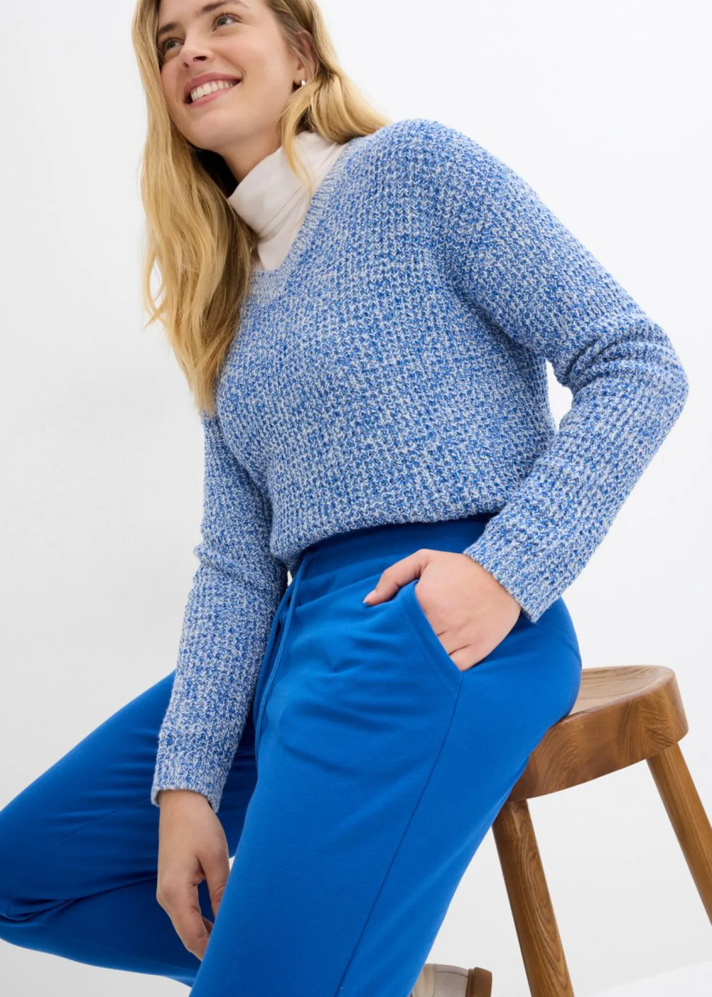 bonprix bonprix Pantalones|Novedades>Pantalón sin cierre de mezcla de viscosa Azul ártico