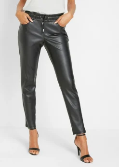 bonprix bonprix Pantalones>Pantalón sin cierre de piel sintética Negro