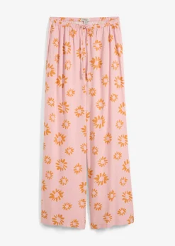 bonprix bonprix Pantalones>Pantalón sin cierre de suave viscosa rosa ceniza/marrón anaranjado con flores