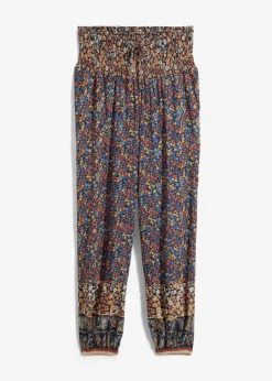 bonprix bonprix Pantalones>Pantalón sin cierre de viscosa fluida Azul marino con patrón paisley