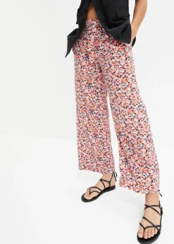 bonprix bonprix Pantalones>Pantalón sin cierre de viscosa pura naranja/menta de flores