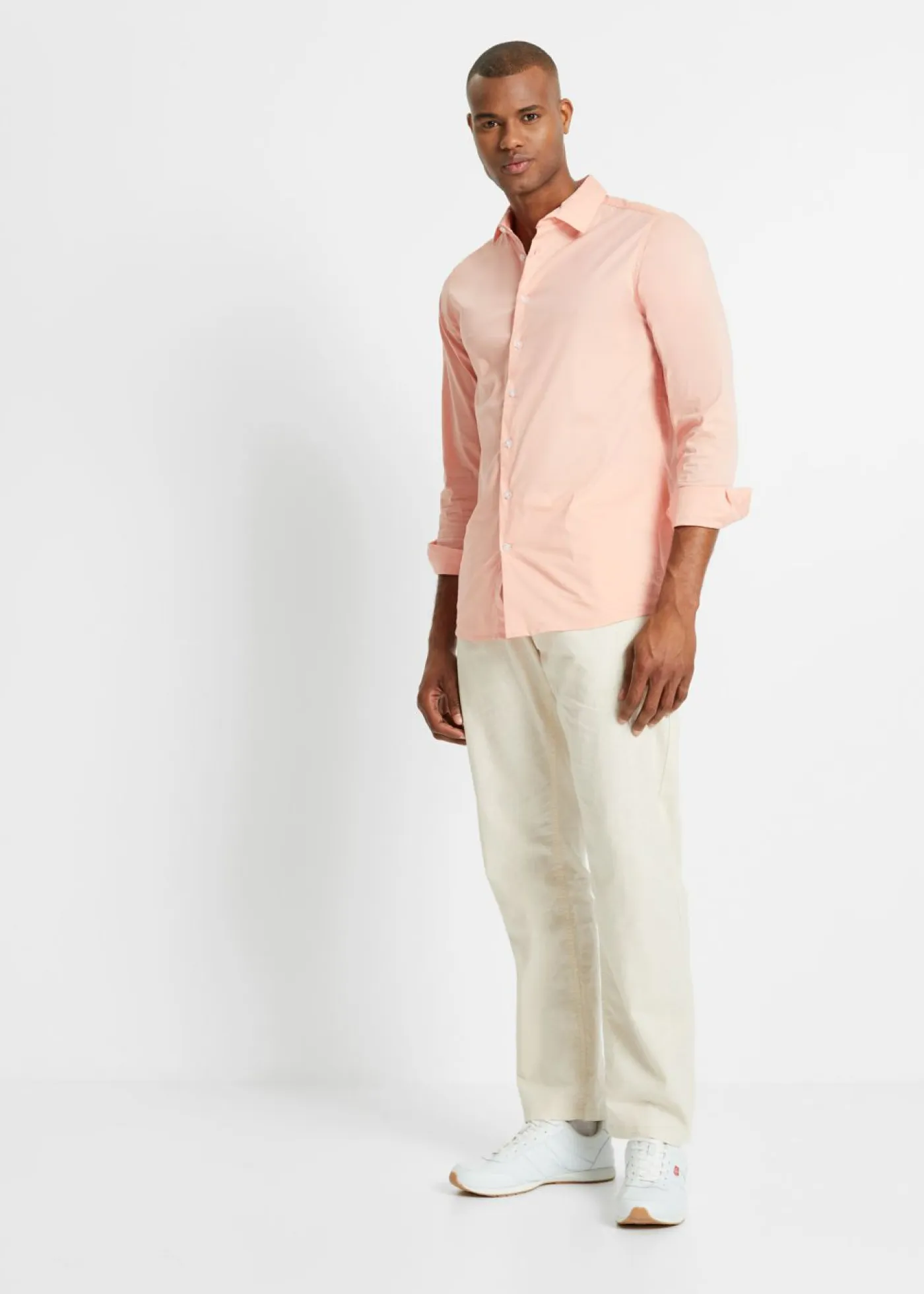 bonprix bonprix Pantalones>Pantalón sin cierre straight, relaxed fit, de mezcla de lino ligera Beige-arena