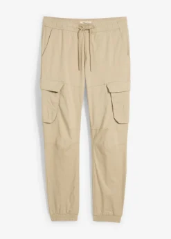 bonprix bonprix Pantalones>Pantalón sin cierre tipo cargo con recto y regular Verde aceite