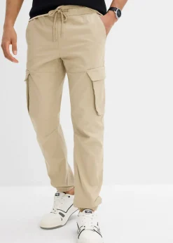 bonprix bonprix Pantalones>Pantalón sin cierre tipo cargo con recto y regular Verde aceite