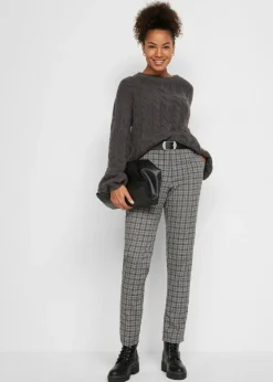 Mujer bonprix bonprix Pantalón sin cordones con estampado de cuadros