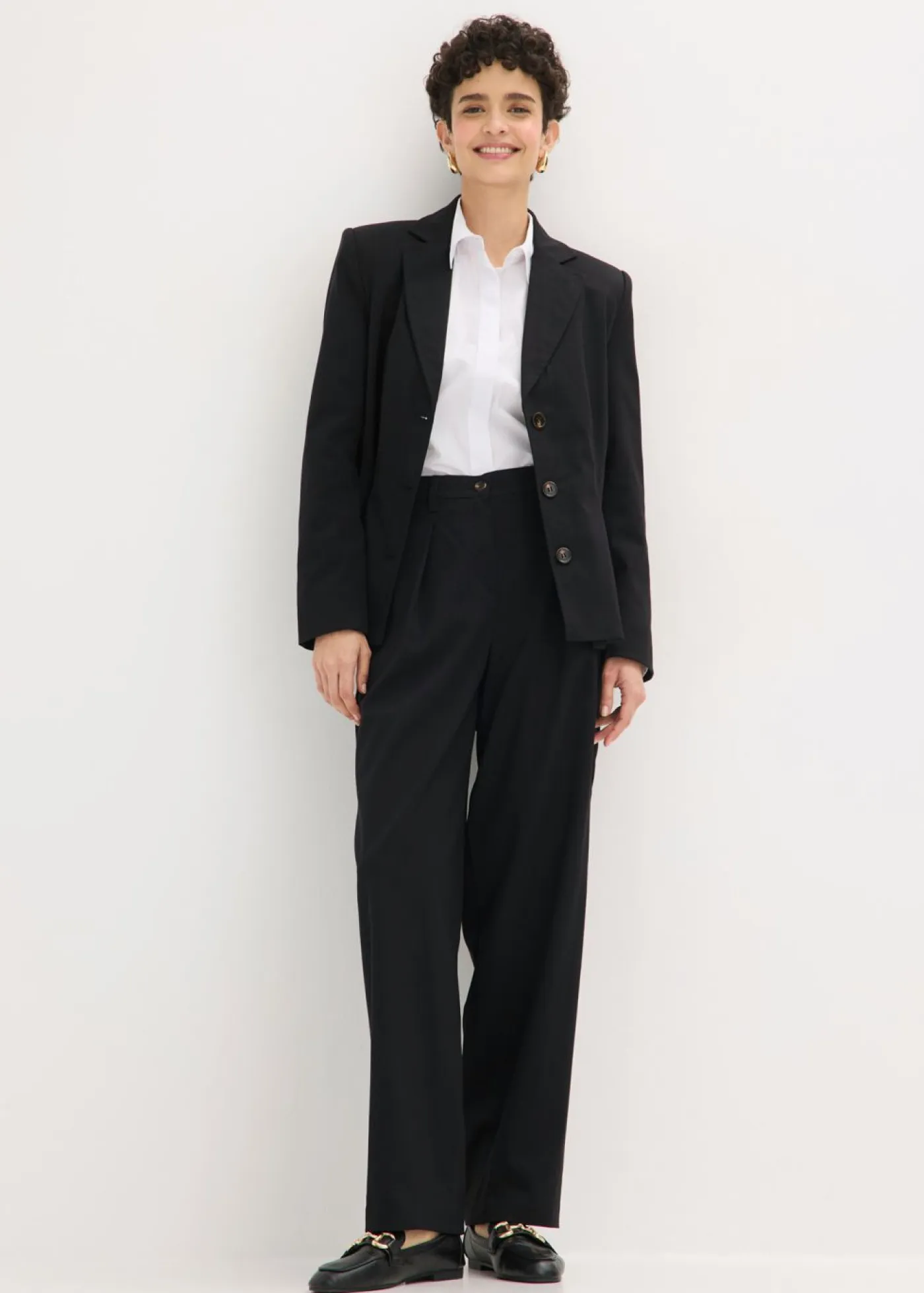 bonprix bonprix Pantalones>Pantalón tipo barrel con pinzas Negro