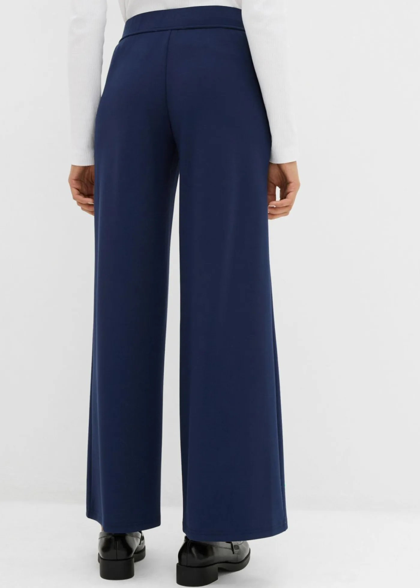 bonprix bonprix Esenciales|Pantalones>Pantalón tipo bootcut de mezcla de viscosa ligeramente brillante Azul marino