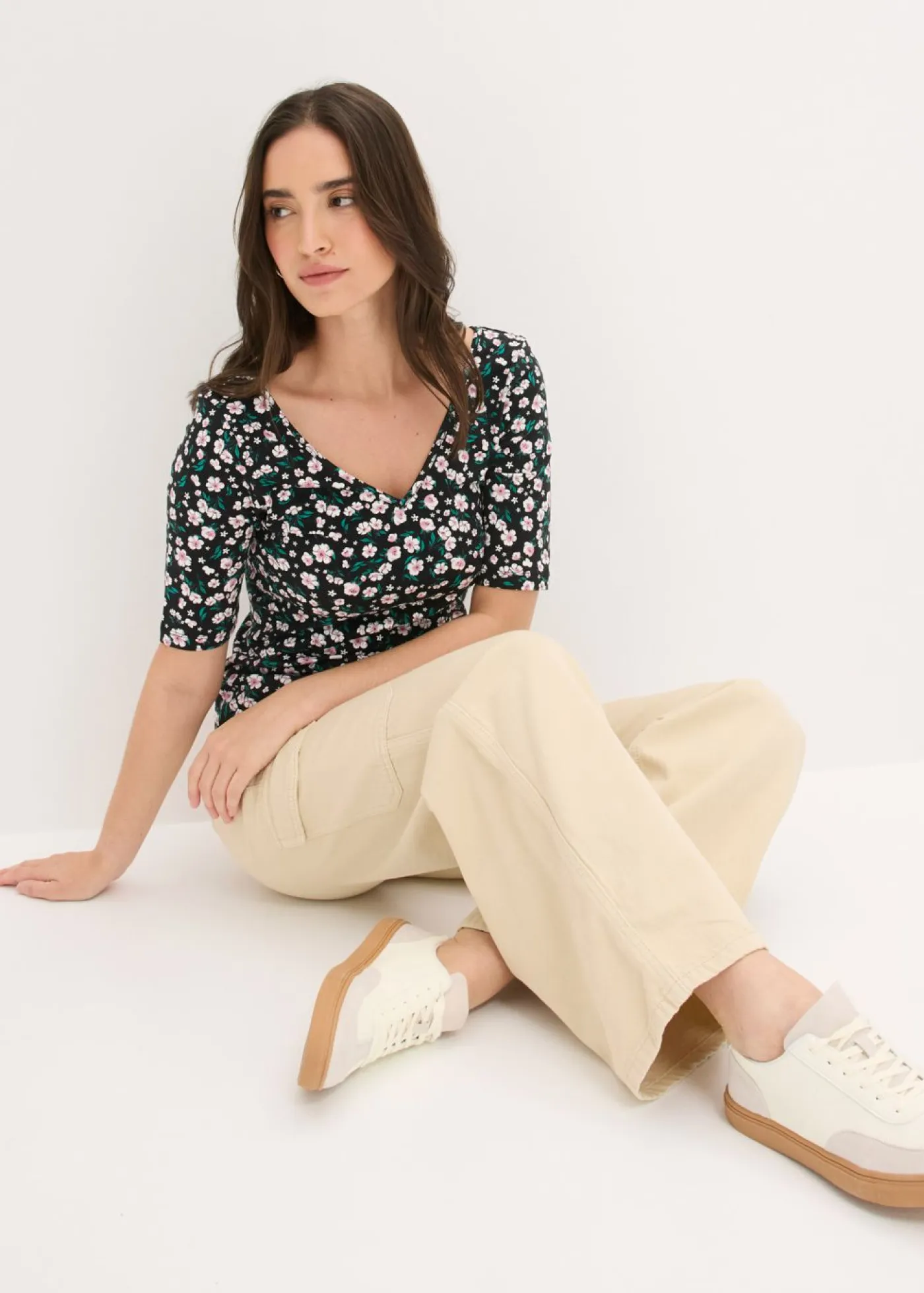 bonprix bonprix Pantalones|Novedades>Pantalón tipo cargo de algodón puro Arena claro