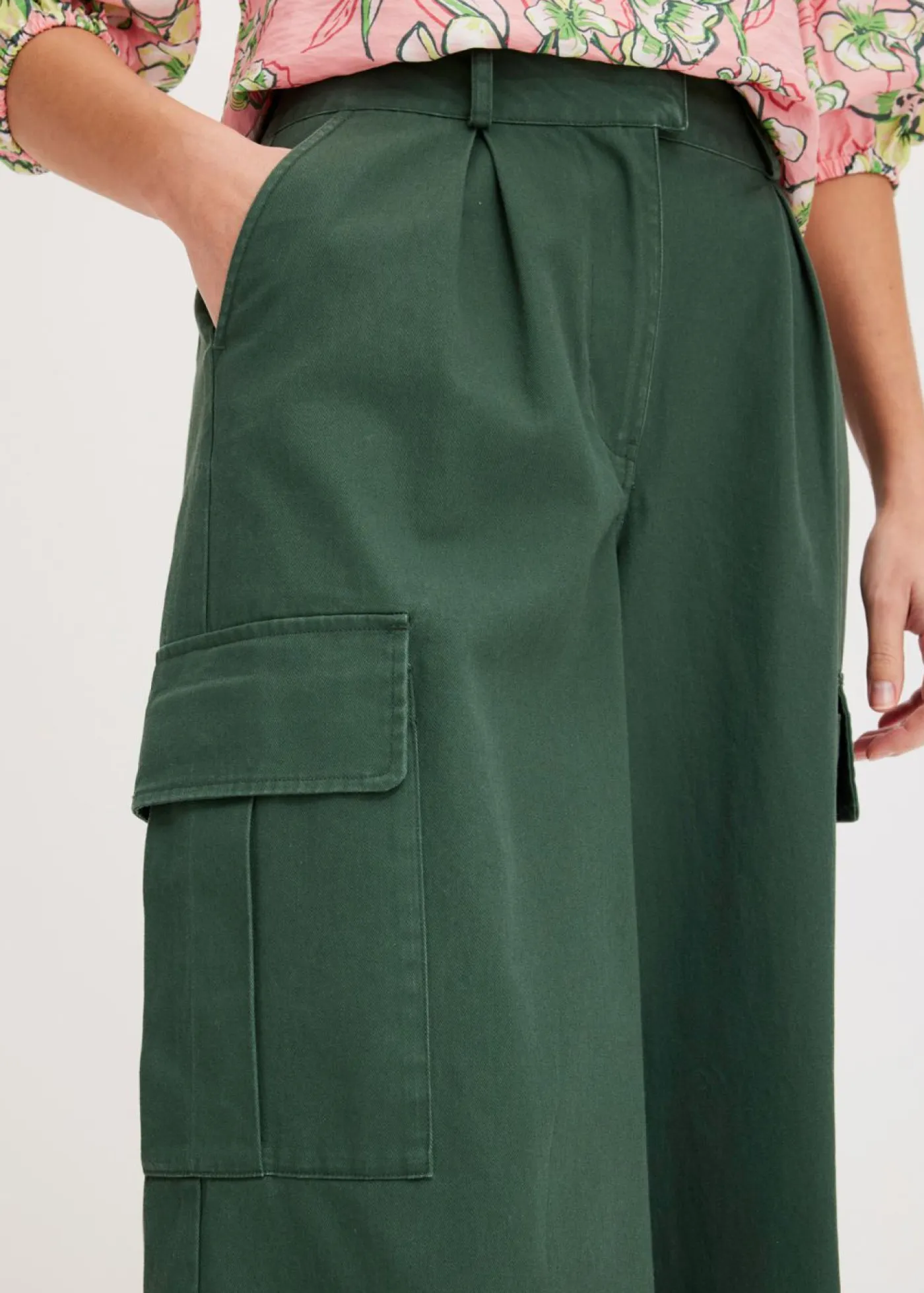 bonprix bonprix Pantalones>Pantalón tipo cargo de algodón puro verde sombra
