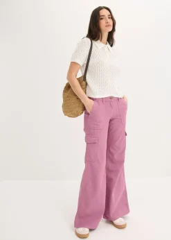 Mujer bonprix bonprix Pantalón tipo cargo de algodón puro