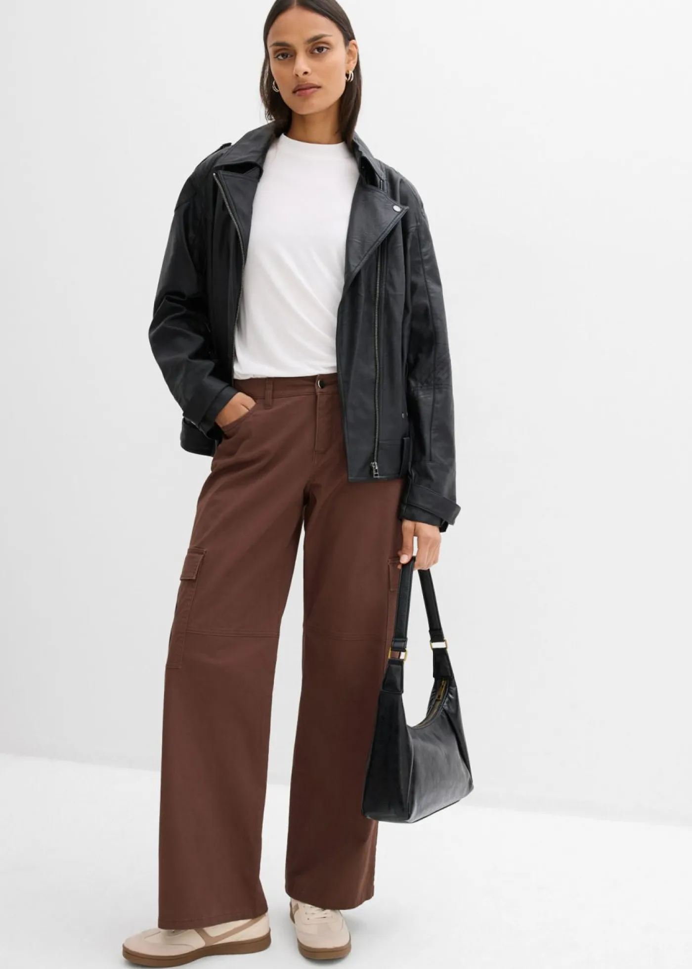 Mujer bonprix bonprix Pantalón tipo cargo de mezcla de algodón elástico