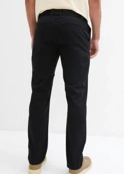 Hombre bonprix bonprix Pantalón tipo chino con corte regular, cinturilla elástica, cinturón y forma recta