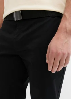 Hombre bonprix bonprix Pantalón tipo chino con corte regular, cinturilla elástica, cinturón y forma recta