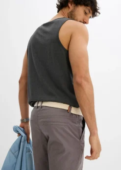 Hombre bonprix bonprix Pantalón tipo chino con corte regular, cinturilla elástica, cinturón y forma recta