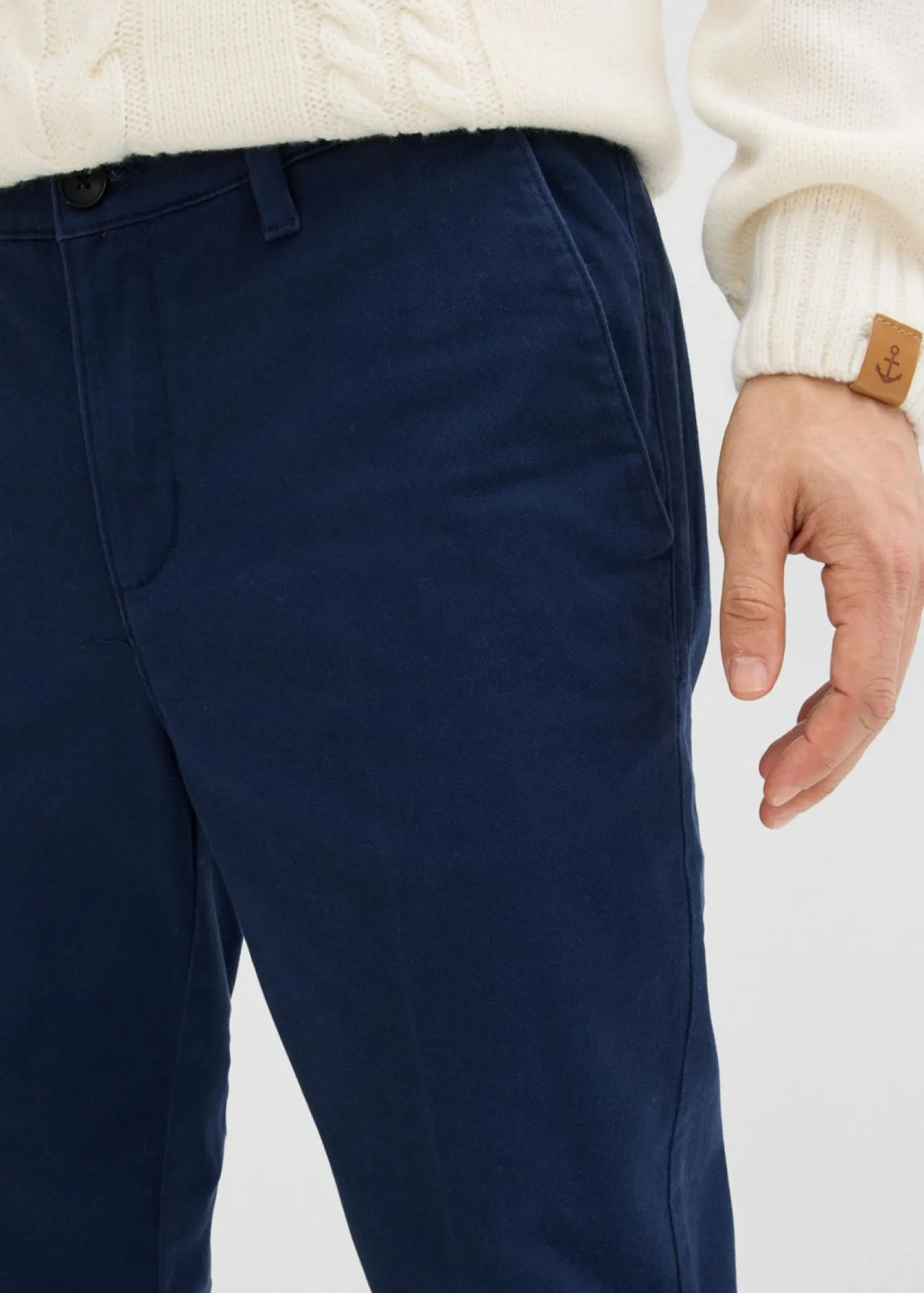 bonprix bonprix Ropa Térmica|Pantalones>Pantalón tipo chino con corte regular, forro térmico de franela y diseño tapered Azul marino