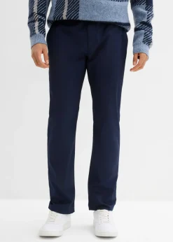bonprix bonprix Pantalones>Pantalón tipo chino con corte regular, cinturilla elástica, cinturón y forma recta Azul marino