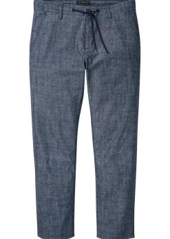bonprix bonprix Pantalones>Pantalón tipo chino de cambray con corte recto y regular Azul marino jaspeado