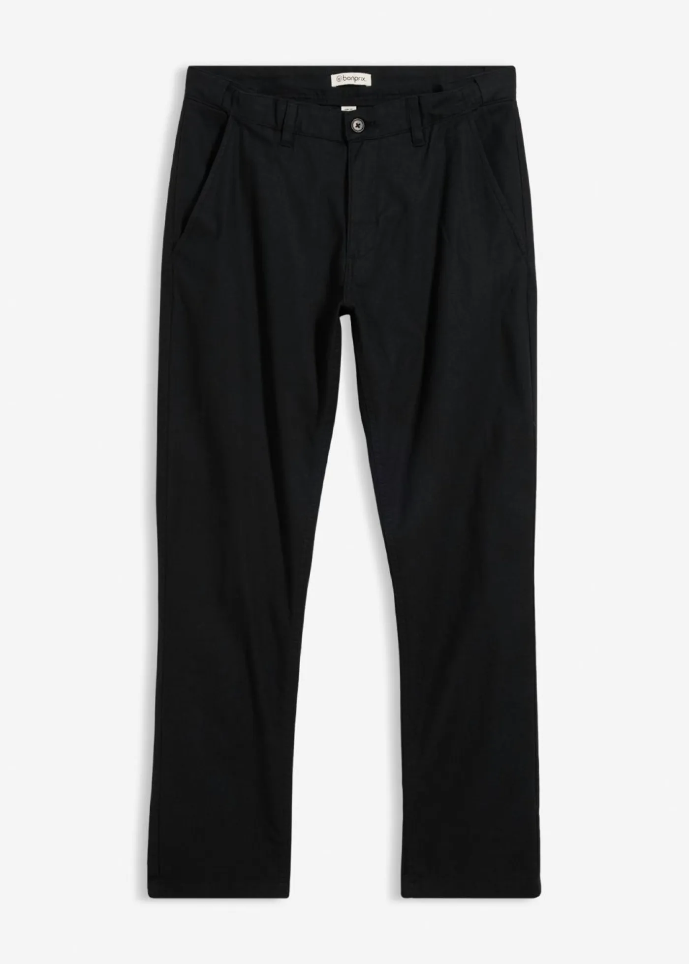 bonprix bonprix Pantalones>Pantalón tipo chino de lino puro con corte recto y regular Negro