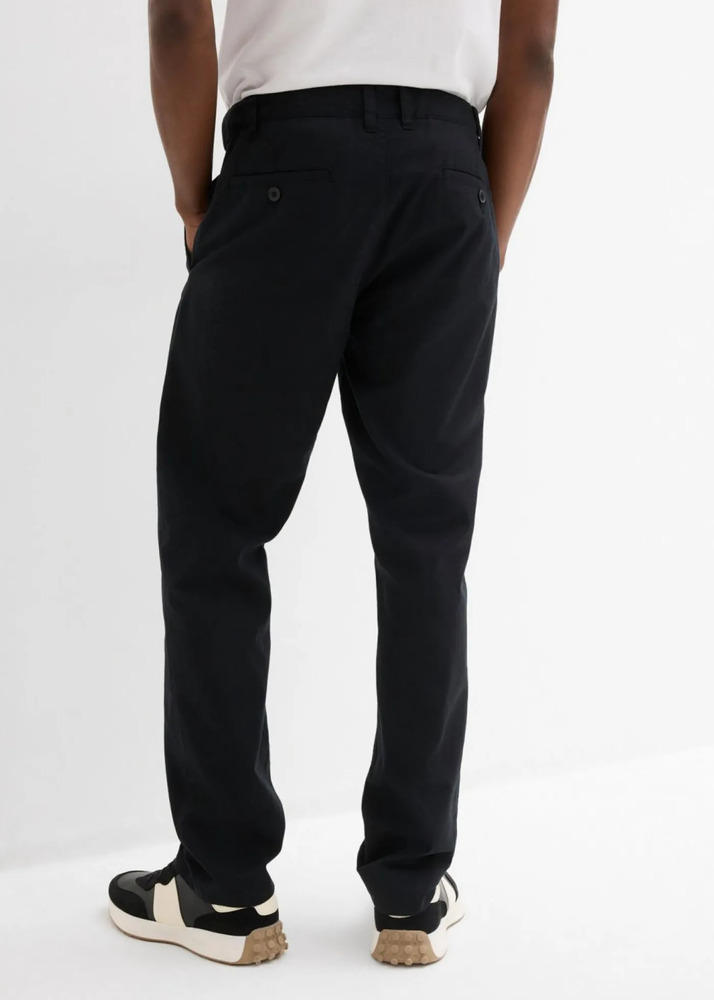 bonprix bonprix Pantalones>Pantalón tipo chino de lino puro con corte recto y regular Negro