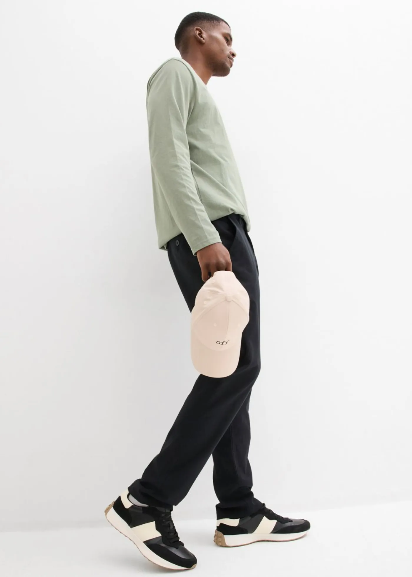 bonprix bonprix Pantalones>Pantalón tipo chino de lino puro con corte recto y regular Negro